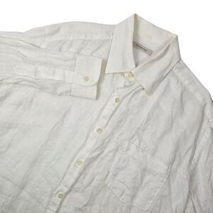 Ermenegildo Zegna Pure Linen Shirt Mens XXL White Designer Luxury Summer Casual